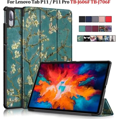 Tablet For Lenovo Xiaoxin Pad Case Tri-Fold PU Leather Protective Cover For Lenovo Tab P11 / P11 Pro Case TB-J606F TB-J706F
