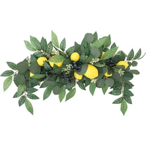 Flower Swag Rattan Wreaths Artificial Lemons Artificial Flower Garlands Door Wall Christmas Decoration Foam Decorative Wreath