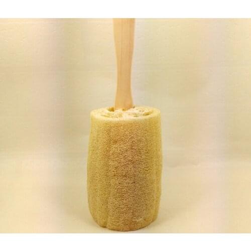 Wooden Handled Natural Sponge Loofah Back Scrubber Brush Bath Long Reach Shower can CSV