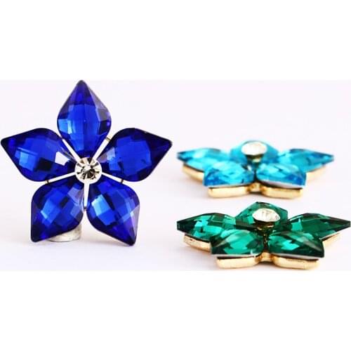 Lemon Shape Flower Button Crystal With Metal Base Rhinestones Elegant Pointback Crystal Glass For Sewing Clothes Fabric Garment