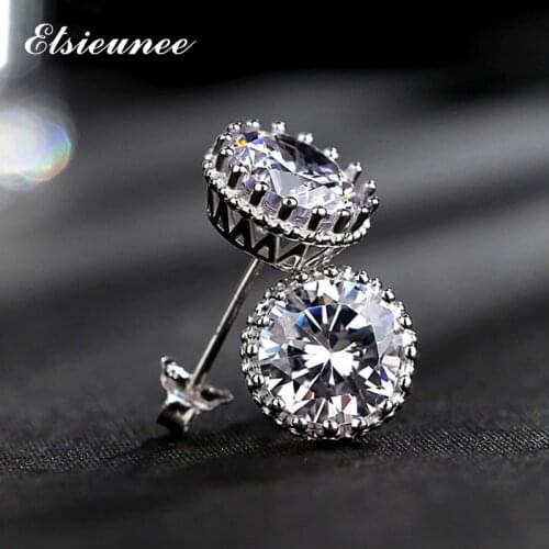 ELSIEUNEE 100% 925 Sterling Silver 1.0ct Round Excellent Cut D Color VVS1 Moissanite Earrings Ear Stud Fine Jewelry Wedding Gift