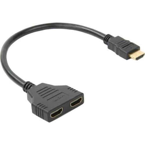 C1FD HDMI-compatible High-definition Cable One Male to 2 Female HDMI-compatible 1 In 2 Out Splitter Cable 0.3m/11.8in