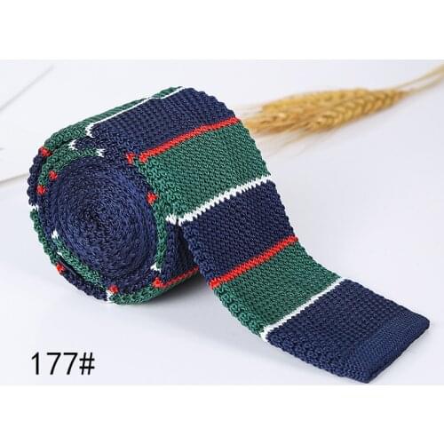 Ikepeibao Green Red Blue Mens 2'' Vintage Casual Formal Skinny Knit Tie Knitting Necktie Striped