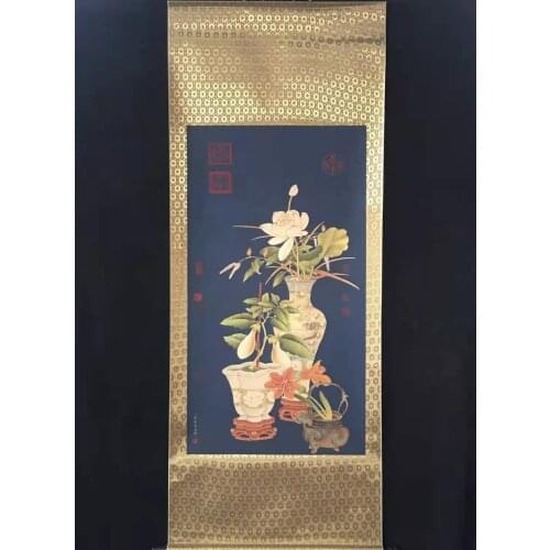 Old Chinese Hand-painted Chinese paintings,Ancient Chinese Scroll,Flower arrangement