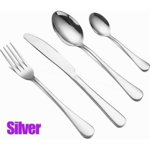 Kitchen Tableware Stainless Steel Cutlery Set Spoon Fork Knife Set Dinnerware Silverware Flatware Mirror Kitchen Dinner Set