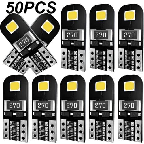 50Pcs W5W T10 LED Canbus Light Bulbs for Audi BMW VW Mercedes Car Interior Dome Light Trunk Lamp Auto Lights Error Free 12V