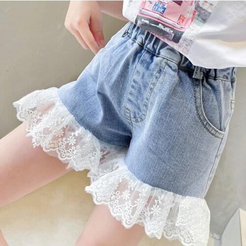 Summer 2020 Toddler Girl Child Shorts Kids Denim Shorts For Teen Children Clothes Fashion Lace Patchwork Denims Shorts Girls