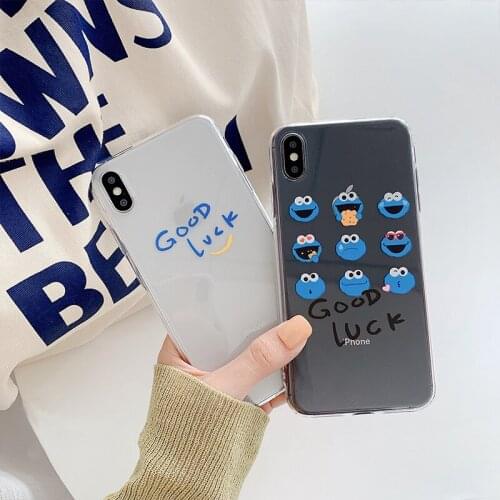 Good luck Sesame Street Cookie Elmo Cartoon Cute Phone case for iPhone coque 7 6s 8 Plus 11Pro Max X XR xs max case silicone cov