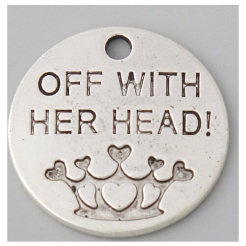 RAINXTAR Fashion Alloy 20mm Round Off With Her Head Message Charms 50pcs AAC670