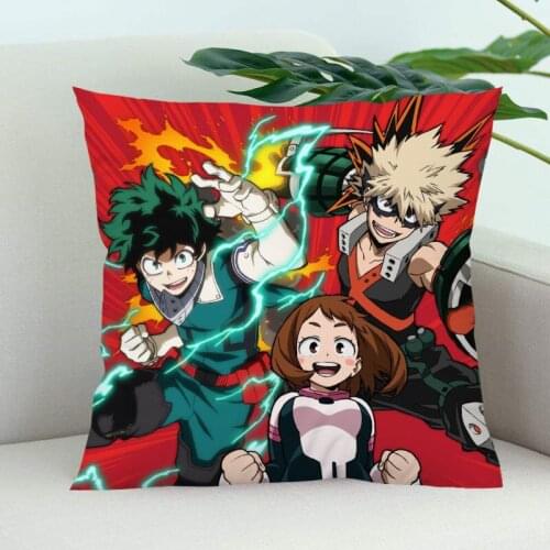 New Arrival Boku no Hero Academia Pillow Cover Bedroom Home Office Decorative Pillowcase Square Zipper Pillow Cases Satin Soft