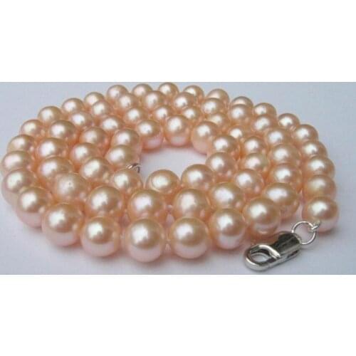 10mm pink round pearl necklace natural Freshwater PEARL Women Jewelry 35cm 43cm 15'' 17