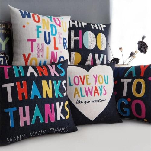 Nordic Thanks Color English alphabet pillow ,Love Pillow cushion ,Linen pillowcase,home decorative sofa Pillows