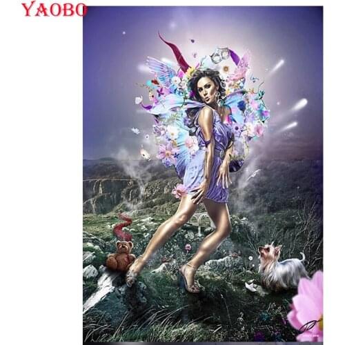 Full Square/Round 5D Diamond Painting Beautiful woman with butterfly wings 3D Diamond Embroidery Diamond Mosaic Art Home Decor