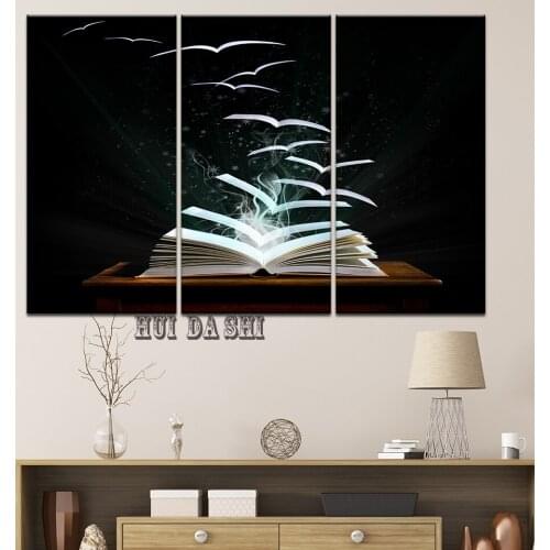 Framework HD Printed Modern Living Room Pictures 3 Panel Books Cross Canvas Wall Art Poster Home Decoration Modular Painting