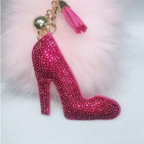 Luxury Cute Full Rhinestone Crystal High Heel Key Chain Women Keyring Fashion Car Keychain Holder Backpack Bag Tassel Pendant