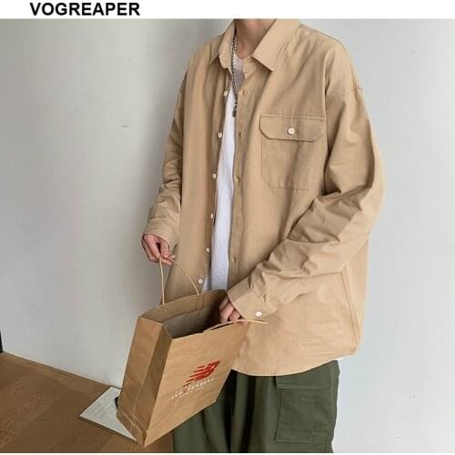 Spring Autumn Men Shirt Long Sleeve Korean Fashion 100% Cotton Solid Colors Trend Streetwear Oversize Loose Harajuku Shirts 5XL