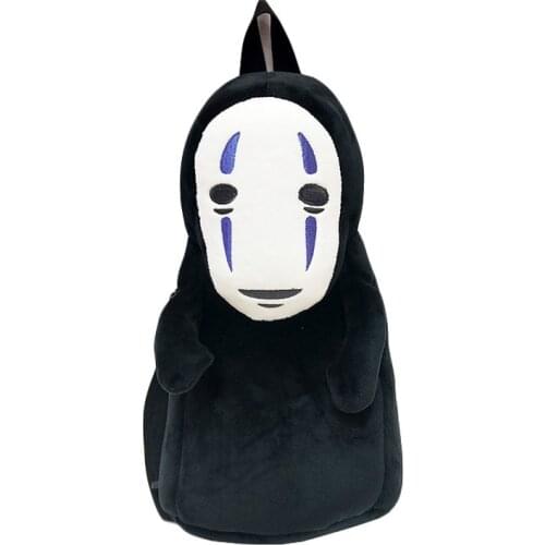 Spirited Away No Face Man Backpack Anime Cartoon Faceless Man School Bag Cute Plush Doll Teenager Girls Creative Travel Bagpack