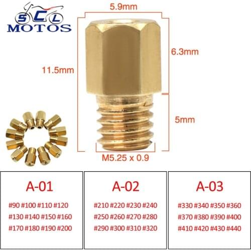 Sclmotos- For MIKUNI 4/042 Large Hex Main Jet Motorcycle Carburetor TM24 28 VM22 VM24 Main Injectors Nozzle AX100 TZR125 150