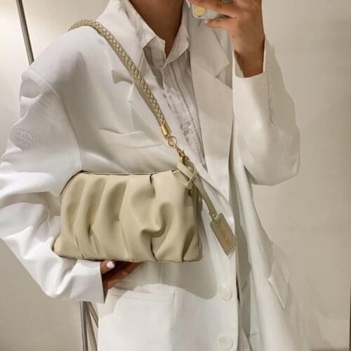 Crossbody Bag Women Handbag Pleated Bag Underarm Shoulder Bag Female Backpack Luxury Fashion 2021 New PU Leather Simple Zipper