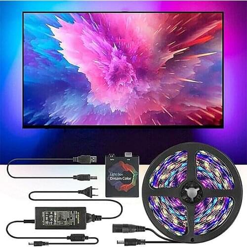 Led Professional Bias Lighting for HDTV DC5V15 Colors + 6500K True White TV Backlight, Adhesive RGB+W Ambibox Magic Strip Lights