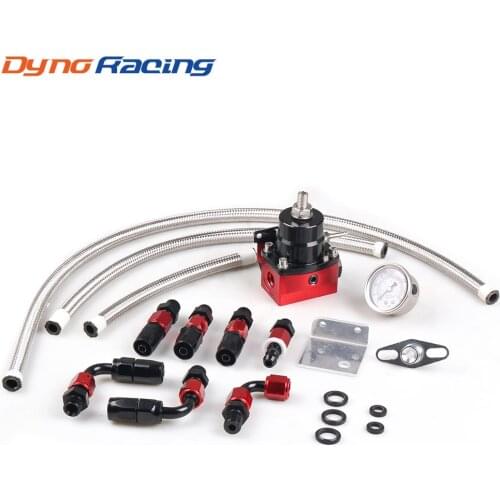 Universal Adjustable Fuel Pressure Regulator Kit Oil 0-100psi Gauge Universal Black/Red-6AN Fit Oil cooler kit YC101012