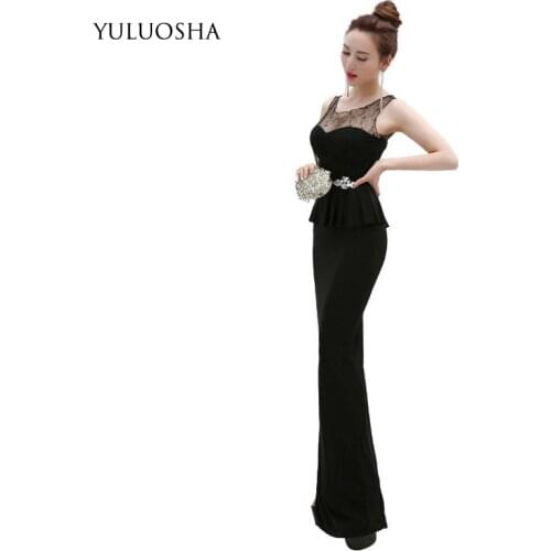 YULUOSHA Long Sexy Prom Dress Evening Dresses Sleeveless Lace V-Neck Floor-Length Prom Long Elegant Gown Vestidos De Fiesta