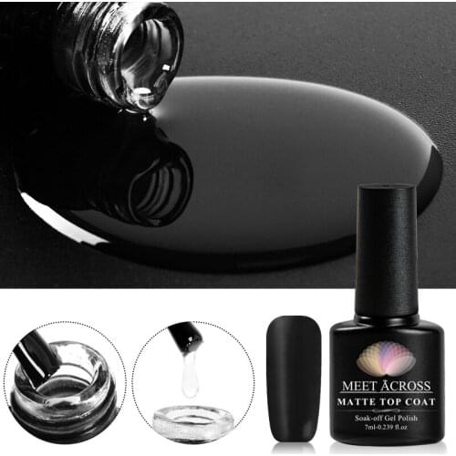 MEET ACROSS Tempered Enhance Nail Base Coat Gel Polish Matte No Wipe Top Coat Soak Off Long Lasting Nail UV Gel Polish Lacquer