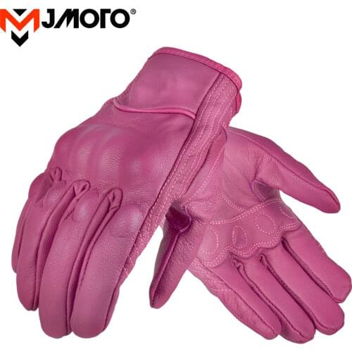 Women Motorcycle Gloves Pursuit Classic Leather Electric Bike Glove Cycling Full Finger Motorbike Moto Bike Motocross Luvas XS-M