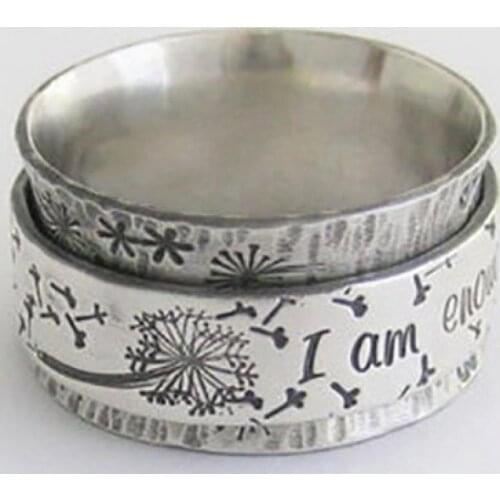 2021 New Retro Plant Dandelion Letter Double Ring Womens Ring Fashion Metal Accessories Party Jewelry Gifts for Girls Size 6-10