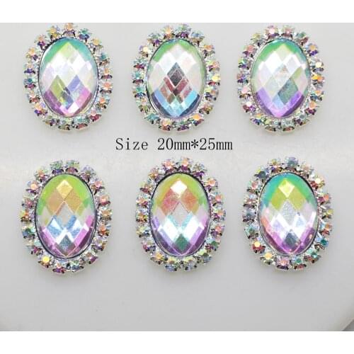 ZMASEY 10Pcs/Lot 20*25mm AB Color Rhinestone Buttons Diy Webbing Wedding Invitation Supplies Decoration Accessories Ribbon