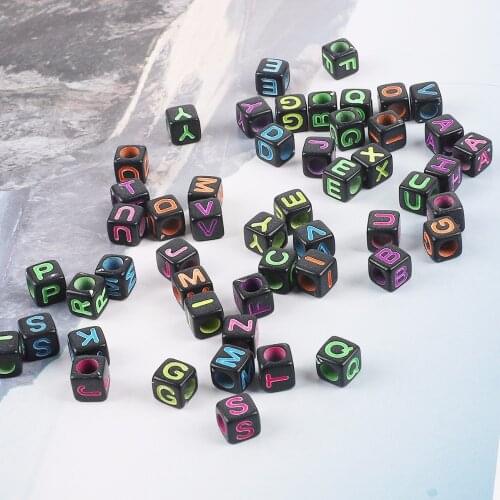 100pcs 6mm Mixed Square Alphabet Letter Beads Charms Loose Heart Number Beads For Jewelry Making DIY Bracelets Accessories