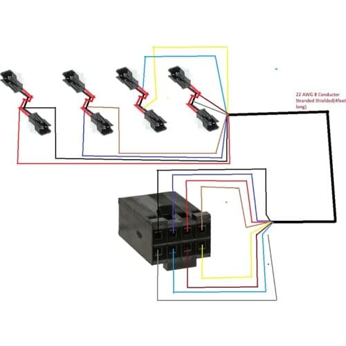 120CM 280358 22AWG 8 conductor stranded shield TE Connectivity AMP Connectors 0.100" 2.54mm AMP2.54 2X4P 2.54 AMPMODU Mod II