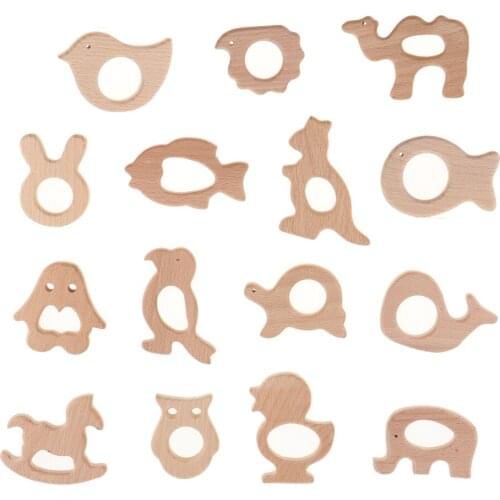 15pcs Set Baby Wooden Teether Charm for Teething Nursing Necklace Bracelet