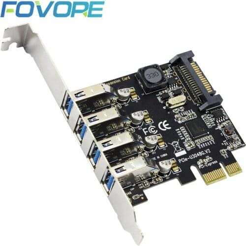 4 Ports USB3.0 Expansion Card PCI-E PCI Express USB 3.0 Adapter Converter for PCIE x1 x4 x8 x16 for Windows 7/8/8.1/10/XP/Vista