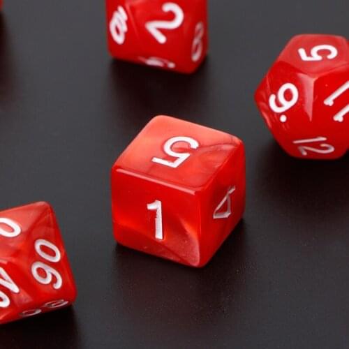 7Pcs Polyhedral Dice White Numbers For Dragon Pathfinder D20 D12 2xD10 D8 D6 D4
