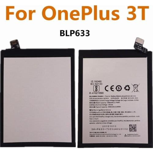 For Oneplus 3T One Plus Phone Battery 100% Original BLP633 3400mAh Replacement Batteries