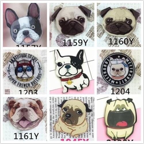 Acrylic Badge Pug Dog Brooches Pin Up Collar Tips Lovely Animal Christmas Gifts Pug Brooch with pins