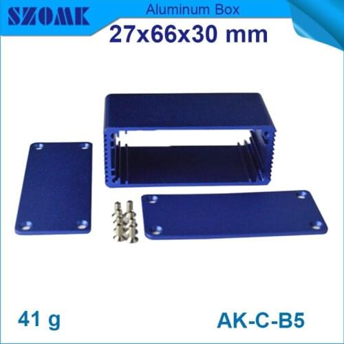 10 piece a lot, 27x66x30mm blue aluminum extrusion case for electronic small heatsink project housing