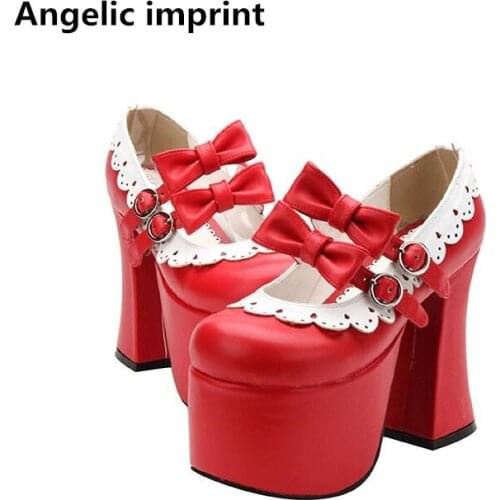 Angelic imprint woman mori girl lolita cosplay shoes lady super high heels pumps women princess dress party shoes 33-47 12.5cm