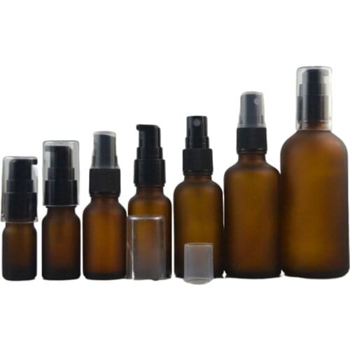 Brown Exquisite Lotion Pump Bottle 5 10 15 20ml Refillable Skin Care Matte Spray Bottle Travel Storage Vials 30 50 100ml10pcs