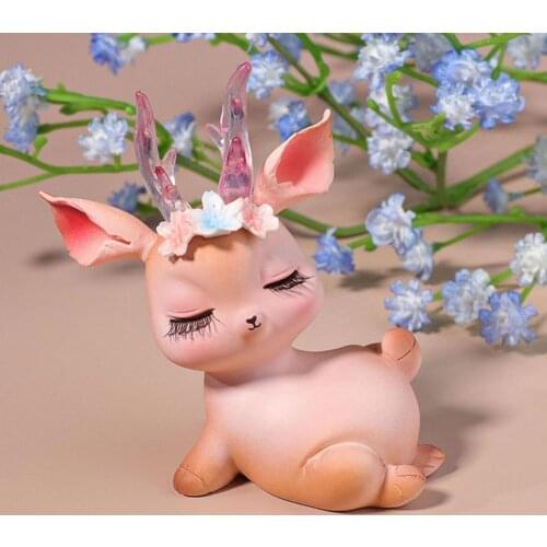 Deer Crafts Nice-looking Decorative Resin Fawn Decor Decoration Ornament Figurine Families Gifts Creative Attractive Cute Toy