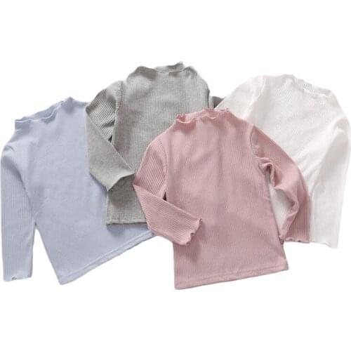 Spring Autumn Girls T-Shirts Full Sleeve Tops For Kids Cotton Childrens Thermal Turtleneck Kids Tees Bottom Toddler Undershirt
