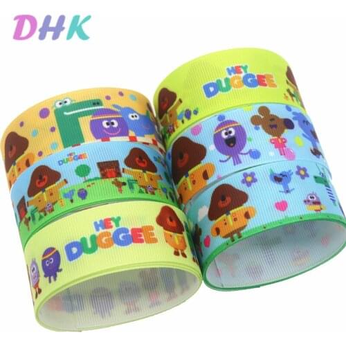 DHK 50yards duggee Printed Grosgrain Ribbon Accessory Hairbow Headwear Decoration DIY Wholesale OEM S1268