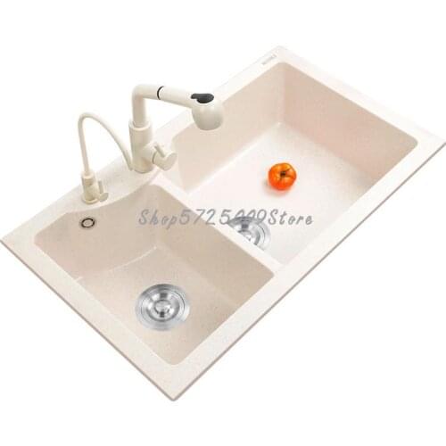 Quartz Stone Sink Sink Double Sink Granite Sink Kitchen Undercounter Basin Left Small Right Big Oatmeal