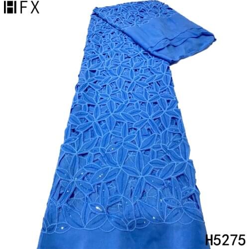 HFX African Sequins Chiffon Guipure Lace Fabric 5Yards High Quality Sequin Mesh Embroidery Nigerian Wedding French Lace H5275