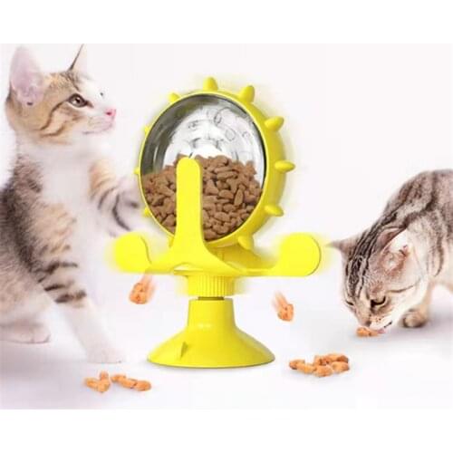 Cat Treat Toy Cat Accessories Slow Food Spiller Funny Windmill Turntable Pet Dog Feeder Training Interactive Tool