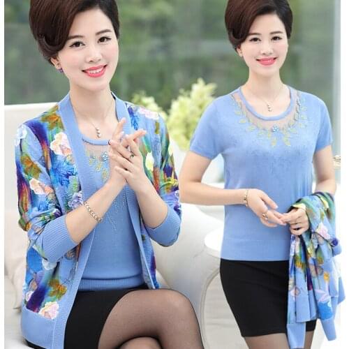 Fashion Womens Coats Jacket New 2020 Spring Plus Size 4XL Long Sleeve Cardigan shawl Knitted shirt 2 pcs Sets Thin Outerwear