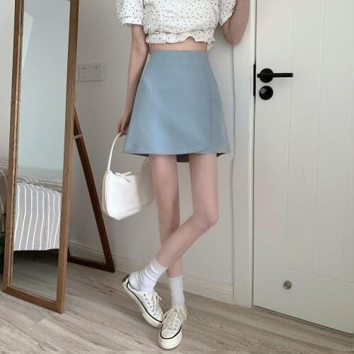 College Wind Skirt summer Womens New Retro A Word Short Skirt High Waist Bag Hip Step Skirt