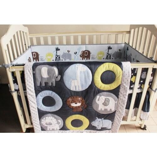 Kit de berço \ 7PCS embroidery Baby Crib Bedding Set Baby Product for Girl Boys Bed Linen ,(4bumper+duvet+bed cover+bed skirt)