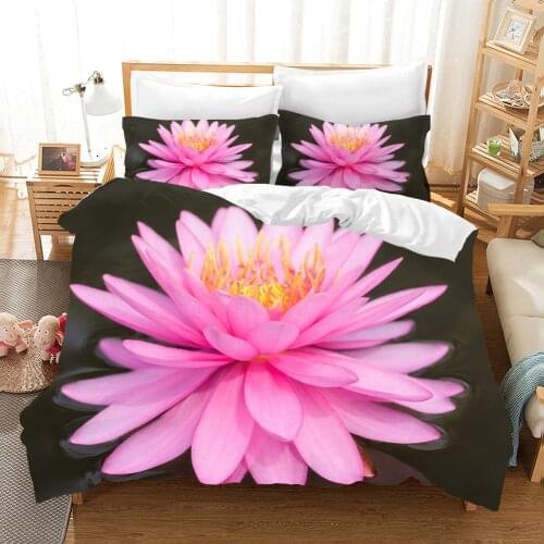 Beatuiful Lotus Bedding Set Romantic Flower Duvet Cover Sets Artistic Queen King Bed Sets Unique Design Bed linen
